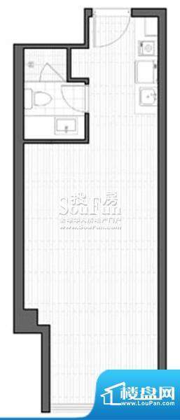 智地·钻河公馆E1户型 1室1厅1