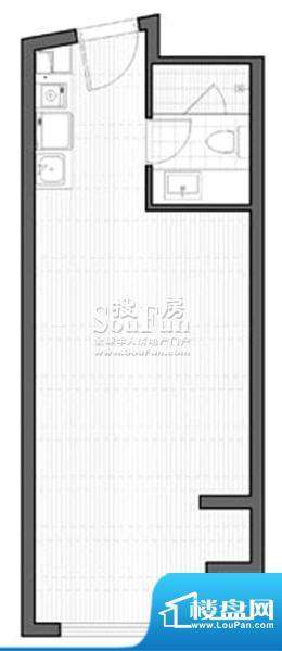 智地·钻河公馆B2户型 1室1厅1