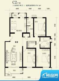 望都新地C2户型 3室2厅2卫1厨面积:178.50平米