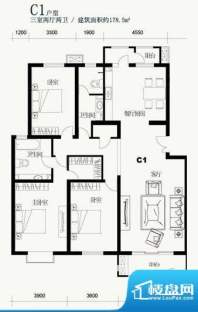 望都新地C1户型 3室2厅2卫1厨面积:178.50平米