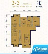中国铁建国际城3-3户型 3室2厅面积:117.00平米