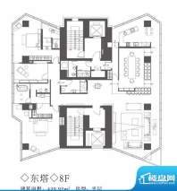 昆仑公寓东塔8F户型 3室2厅3卫面积:439.29平米