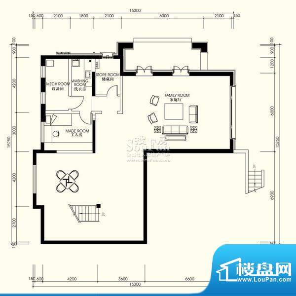 君山高尔夫别墅L01功能层 1室1面积:637.22平米
