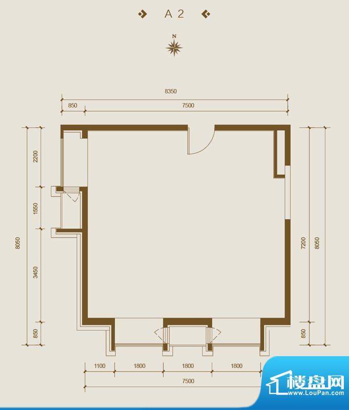 东亚·创展国际A2平面图 1厅面积:75.30平米