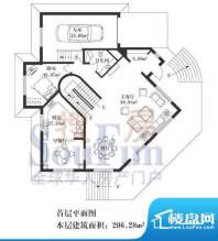 北京玫瑰园北美D3首层 1室3厅1面积:206.00平米