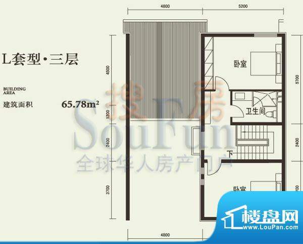 燕西台L三层户型图 2室1卫面积:65.78平米