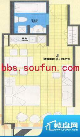 都会国际大厦1居户型图 1室1厅