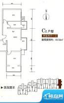 富北嘉园C2户型 2室2厅1卫1厨面积:93.32平米