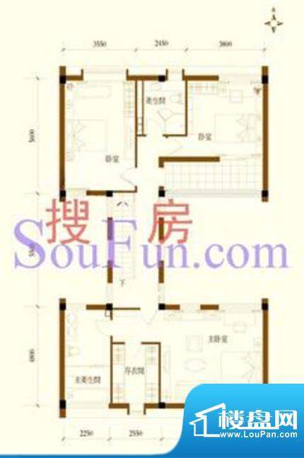 碧水庄园A区秋轩B’二层户型 面积:121.00平米