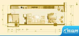 专家国际公馆A6户型 1室1厅1卫面积:51.24平米