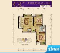 龙山华府C/C’户型 2室2厅1卫1面积:87.65平米