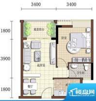 观澜雅苑4~5号房户型图 1室2厅面积:53.10平米