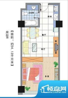 大唐国际商务公寓 1室 户型图面积:60.00平米