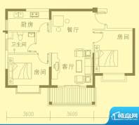 东海椰苑B户型 2室2厅1卫面积:76.30平米