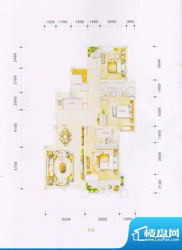 融侨上院5F明宇户型 3室2厅2卫面积:125.12平米