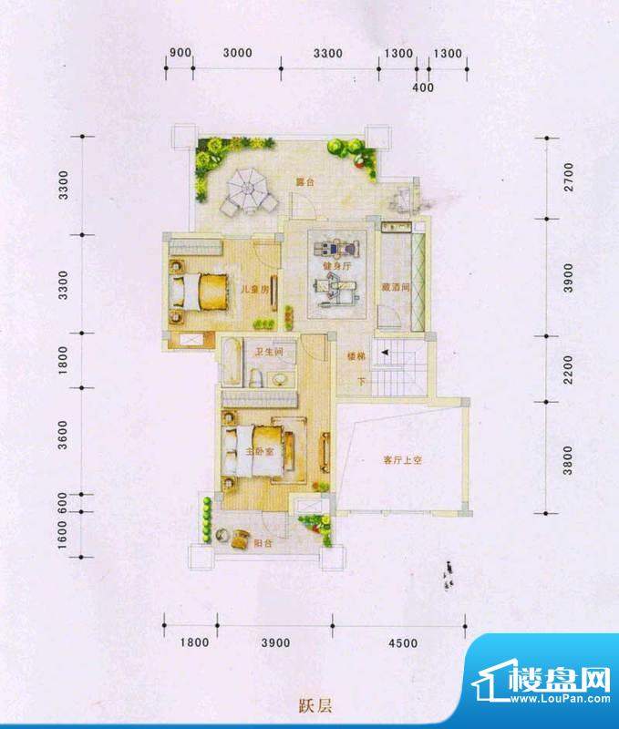 融侨上院6F高阁跃层户型 4室3厅面积:168.39平米
