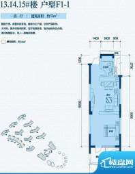 波溪丽亚湾13、14、15#楼F1-1户面积:52.00平米