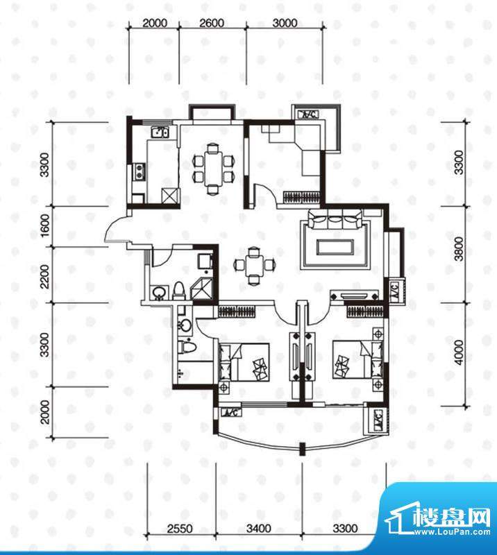 长城天一家园SII户型 3室2厅2卫面积:109.99平米