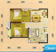 百协大溪地61A、B#楼A户型 2室面积:65.00平米