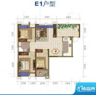 印象西湖E1户型 3室2厅1卫1厨面积:94.63平米