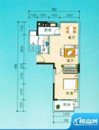 安博南方花园C2户型 1室2厅面积:58.44平米