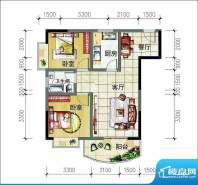 椰海明珠D1户型图 2室1厅1卫面积:75.24平米