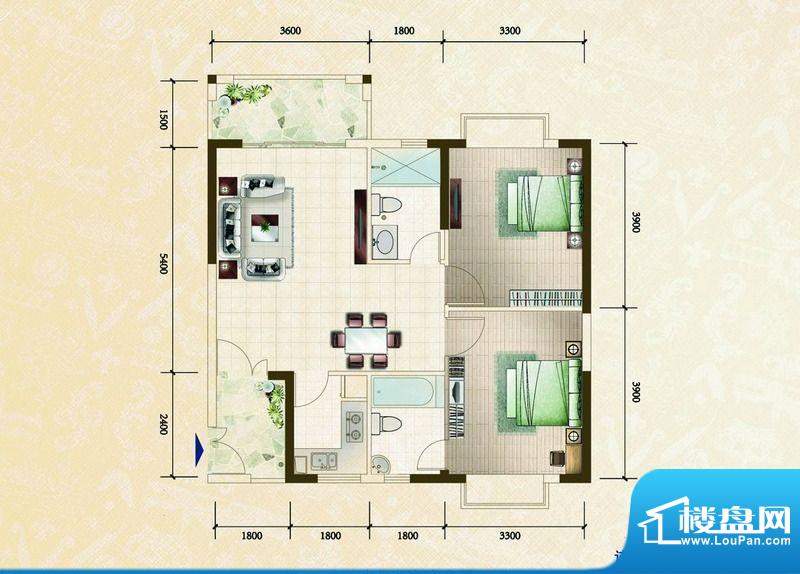南国威尼斯城柏林园公寓户型图面积:83.55平米