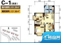 万泉河家园公寓跃层C-1户型 4室面积:121.98平米