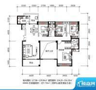 锦地翰城二期翰墨传家户型图 4面积:156.35平米