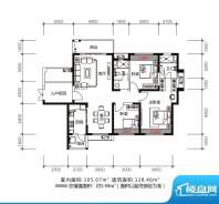 锦地翰城二期桃李世家户型图 3面积:128.64平米