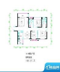 锦地翰城二期A-1#楼A户型 3室2面积:117.00平米
