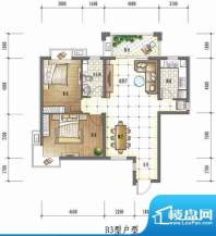 海阔天空国瑞城B3型户型图 2室面积:103.40平米