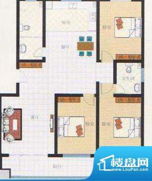 祥瑞家园E户型 3室2厅2卫1厨面积:143.62平米