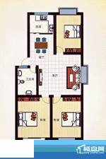 祥瑞家园C户型 3室2厅1卫1厨面积:104.99平米