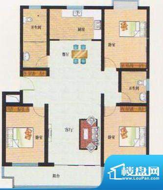 祥瑞家园F户型 3室2厅2卫1厨面积:144.00平米