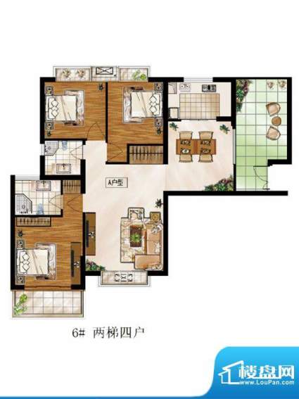 高速仁和盛庭6#A户型 3室2厅2卫面积:129.42平米