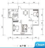 翰林新城状元府10号楼B户型 2室面积:96.45平米