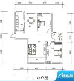 翰林新城状元府10号楼C户型 2室面积:118.43平米