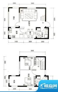 潍京E户型 2室2厅2卫1厨面积:105.54平米