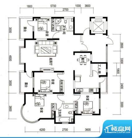 潍京F户型 4室2厅2卫1厨面积:180.88平米