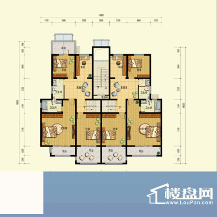 当代帝中海E户型2层 4室1厅2卫面积:270.70平米
