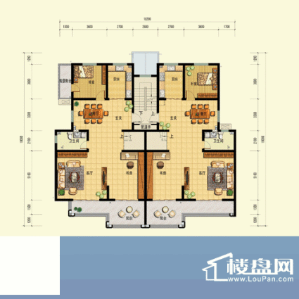 当代帝中海E户型3层 2室2厅1卫面积:270.70平米