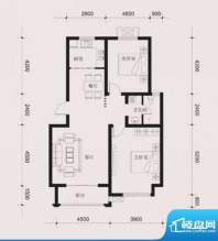 达美水岸一期B4户型 2室2厅1卫面积:97.00平米