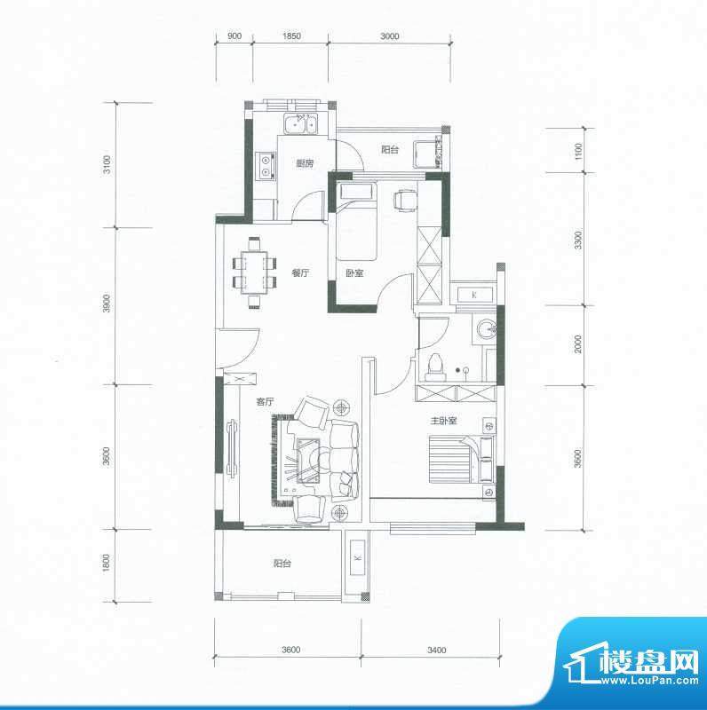 花样年江山江山园1-10栋标准层面积:80.00平米