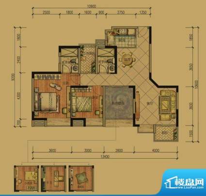 丰泰东海城堡6栋1单元02房、14面积:98.00平米