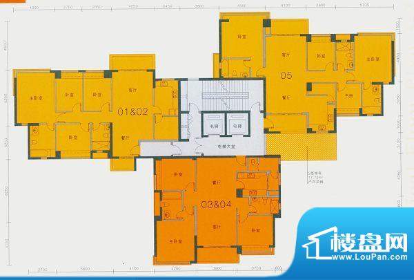 滨江豪园7栋标准楼层平面图 3室面积:128.63平米