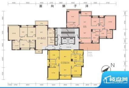 滨江豪园3栋标准楼层平面图 4室面积:161.68平米