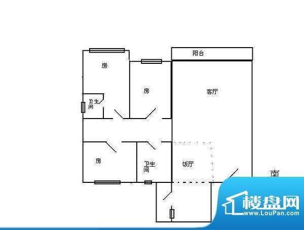 东田丽园五期 3室 户型图面积:93.00平米