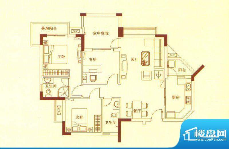 长裕棕榈园3栋裕馨苑标准层03单面积:108.78平米