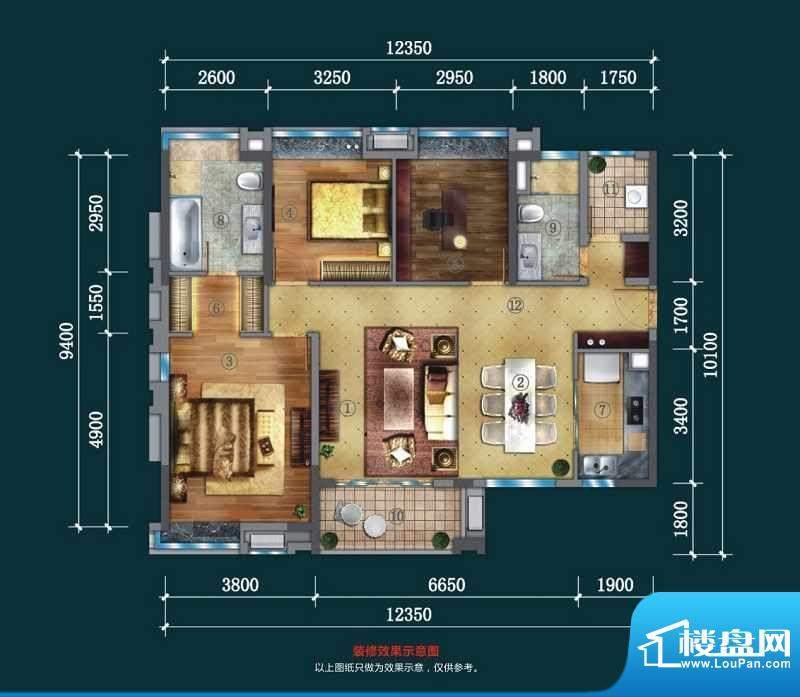 万科金域松湖红玥之珠 3室2厅2面积:129.00平米